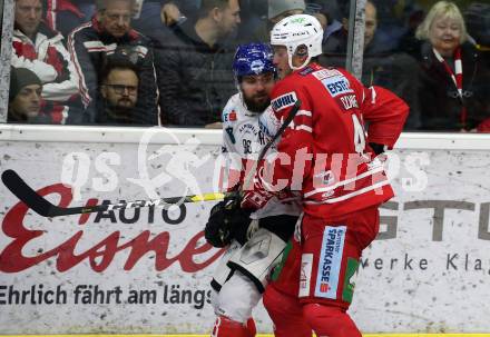 EBEL. Eishockey Bundesliga. KAC gegen	HC TWK Innsbruck. Adam Lattner,  (KAC),  Jan Lattner (Innsbruck). Klagenfurt, am 17.1.2020.
Foto: Kuess
www.qspictures.net

---
pressefotos, pressefotografie, kuess, qs, qspictures, sport, bild, bilder, bilddatenbank