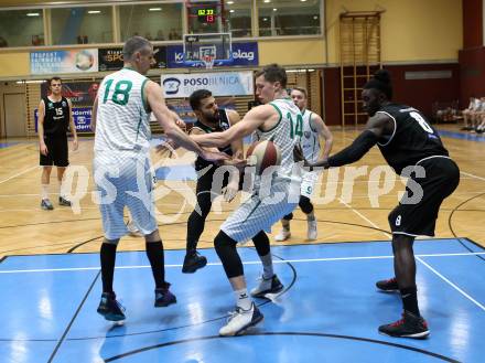 Basketball Zweite Liga 2019/2020. Grunddurchgang 19. Runde. KOS Celovec gegen  Raiders Tirol. Ales Primc, Lovro Fizuleto (KOS Celovec), Lisandro Nowakowski, Mansata Cisse (Tirol). Klagenfurt, am 25.1.2020.
Foto: Kuess
www.qspictures.net

---
pressefotos, pressefotografie, kuess, qs, qspictures, sport, bild, bilder, bilddatenbank