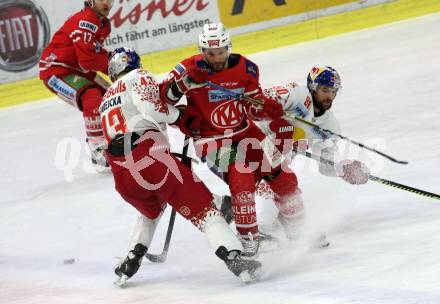 EBEL. Eishockey Bundesliga. KAC gegen	EC Red Bull Salzburg. Koch Thomas (KAC), Varejcka Filip, Pallestrang Alexander  (Salzburg). Klagenfurt, am 18.2.2020.
Foto: Kuess
www.qspictures.net

---
pressefotos, pressefotografie, kuess, qs, qspictures, sport, bild, bilder, bilddatenbank