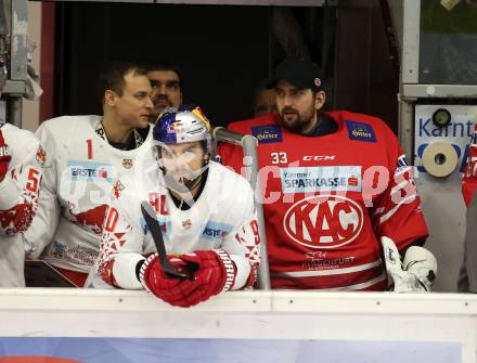 EBEL. Eishockey Bundesliga. KAC gegen	EC Red Bull Salzburg. Enroth Jhonas (KAC),  Lamoureux Jean Philippe (Salzburg). Klagenfurt, am 18.2.2020.
Foto: Kuess
www.qspictures.net

---
pressefotos, pressefotografie, kuess, qs, qspictures, sport, bild, bilder, bilddatenbank