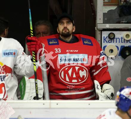 EBEL. Eishockey Bundesliga. KAC gegen	EC Red Bull Salzburg. Jhonas Enroth (KAC). Klagenfurt, am 18.2.2020.
Foto: Kuess
www.qspictures.net

---
pressefotos, pressefotografie, kuess, qs, qspictures, sport, bild, bilder, bilddatenbank