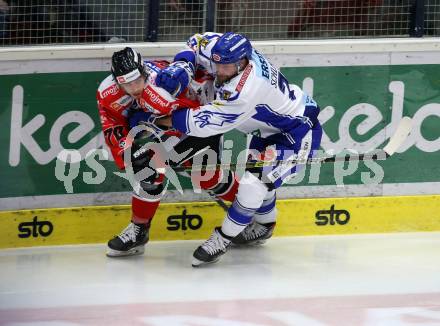 EBEL. Eishockey Bundesliga. VSV gegen HC Orli Znojmo.  Schlacher Markus (VSV), Bowles Parker (Znojmo). Villach, am 21.2.2020.
Foto: Kuess
www.qspictures.net
---
pressefotos, pressefotografie, kuess, qs, qspictures, sport, bild, bilder, bilddatenbank