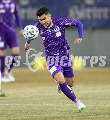 Fussball. 2. Liga. SK Austria Klagenfurt gegen SV Guntamatic Ried.  Maximiliano Moreira (Klagenfurt). Klagenfurt, am 21.2.2020.
Foto: Kuess
www.qspictures.net
---
pressefotos, pressefotografie, kuess, qs, qspictures, sport, bild, bilder, bilddatenbank