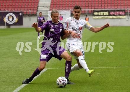 Fussball. 2. Liga. SK Austria Klagenfurt gegen Floridsdorfer AC Wien.  Patrick Greil,  (Klagenfurt), Bernhard Fila (FAC Wien). Klagenfurt, am 18.7.2020.
Foto: Kuess
www.qspictures.net
---
pressefotos, pressefotografie, kuess, qs, qspictures, sport, bild, bilder, bilddatenbank