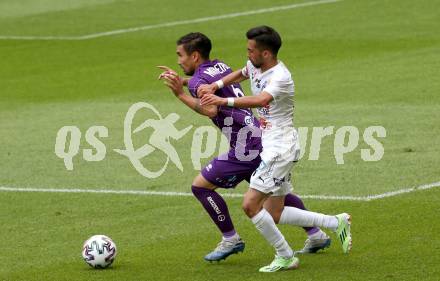 Fussball. 2. Liga. SK Austria Klagenfurt gegen Floridsdorfer AC Wien.  Maximiliano Moreira Romero,  (Klagenfurt), Tolga Guenes (FAC Wien). Klagenfurt, am 18.7.2020.
Foto: Kuess
www.qspictures.net
---
pressefotos, pressefotografie, kuess, qs, qspictures, sport, bild, bilder, bilddatenbank