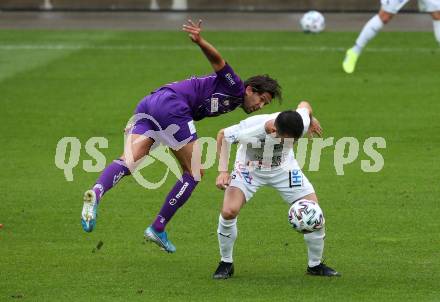 Fussball. 2. Liga. SK Austria Klagenfurt gegen Floridsdorfer AC Wien.  Julian von  Haacke,  (Klagenfurt),  Mirnes Becirovic (FAC Wien). Klagenfurt, am 18.7.2020.
Foto: Kuess
www.qspictures.net
---
pressefotos, pressefotografie, kuess, qs, qspictures, sport, bild, bilder, bilddatenbank