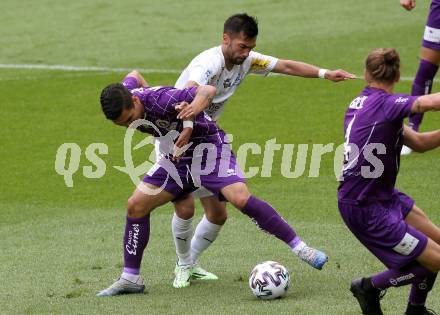 Fussball. 2. Liga. SK Austria Klagenfurt gegen Floridsdorfer AC Wien.  Maximiliano Moreira Romero,  (Klagenfurt), Tolga Guenes (FAC Wien). Klagenfurt, am 18.7.2020.
Foto: Kuess
www.qspictures.net
---
pressefotos, pressefotografie, kuess, qs, qspictures, sport, bild, bilder, bilddatenbank