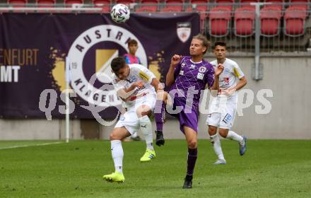 Fussball. 2. Liga. SK Austria Klagenfurt gegen Floridsdorfer AC Wien.  Patrick Greil, (Klagenfurt),  Bernhard Fila  (FAC Wien). Klagenfurt, am 18.7.2020.
Foto: Kuess
www.qspictures.net
---
pressefotos, pressefotografie, kuess, qs, qspictures, sport, bild, bilder, bilddatenbank