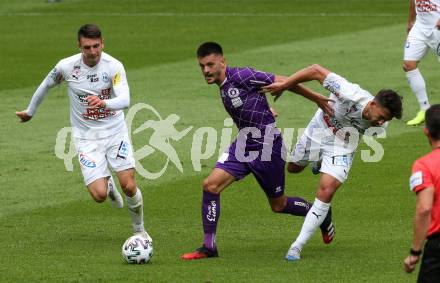 Fussball. 2. Liga. SK Austria Klagenfurt gegen Floridsdorfer AC Wien.  Darijo Pecirep,  (Klagenfurt), Marco Krainz (FAC Wien). Klagenfurt, am 18.7.2020.
Foto: Kuess
www.qspictures.net
---
pressefotos, pressefotografie, kuess, qs, qspictures, sport, bild, bilder, bilddatenbank