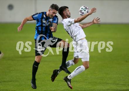 Fussball. 2. Liga. Amstetten gegen SK Austria Klagenfurt. Sebastian Dirnberger (Amstetten), Darijo Pecirep,  (Klagenfurt). Amstetten, am 24.7.2020.
Foto: Kuess
www.qspictures.net
---
pressefotos, pressefotografie, kuess, qs, qspictures, sport, bild, bilder, bilddatenbank