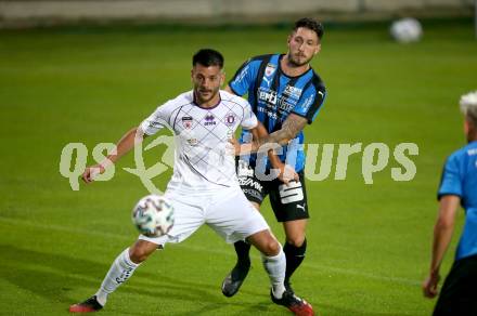 Fussball. 2. Liga. Amstetten gegen SK Austria Klagenfurt. Sebastian Dirnberger (Amstetten), Darijo Pecirep,  (Klagenfurt). Amstetten, am 24.7.2020.
Foto: Kuess
www.qspictures.net
---
pressefotos, pressefotografie, kuess, qs, qspictures, sport, bild, bilder, bilddatenbank