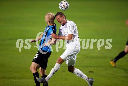 Fussball. 2. Liga. Amstetten gegen SK Austria Klagenfurt.  David Peham (Amstetten), Patrick Greil, (Klagenfurt). Amstetten, am 24.7.2020.
Foto: Kuess
www.qspictures.net
---
pressefotos, pressefotografie, kuess, qs, qspictures, sport, bild, bilder, bilddatenbank