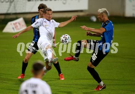 Fussball. 2. Liga. Amstetten gegen SK Austria Klagenfurt.  Philipp Offenthaler (Amstetten), Patrick Greil, (Klagenfurt). Amstetten, am 24.7.2020.
Foto: Kuess
www.qspictures.net
---
pressefotos, pressefotografie, kuess, qs, qspictures, sport, bild, bilder, bilddatenbank