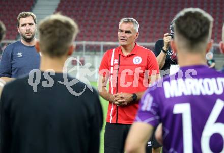 Fussball. 2. Liga. SK Austria Klagenfurt gegen Wacker Innsbruck.  Trainer Robert Micheu (Klagenfurt). Klagenfurt, am 31.7.2020.
Foto: Kuess
www.qspictures.net
---
pressefotos, pressefotografie, kuess, qs, qspictures, sport, bild, bilder, bilddatenbank