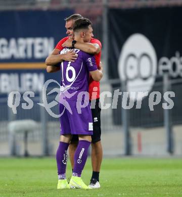 Fussball. 2. Liga. SK Austria Klagenfurt gegen Wacker Innsbruck.  Trainer Robert Micheu, Oliver Markoutz (Klagenfurt). Klagenfurt, am 31.7.2020.
Foto: Kuess
www.qspictures.net
---
pressefotos, pressefotografie, kuess, qs, qspictures, sport, bild, bilder, bilddatenbank