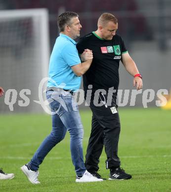 Fussball. 2. Liga. SK Austria Klagenfurt gegen Wacker Innsbruck.  Matthias Imhof (Klagenfurt), Daniel Bierofka (Innsbruck). Klagenfurt, am 31.7.2020.
Foto: Kuess
www.qspictures.net
---
pressefotos, pressefotografie, kuess, qs, qspictures, sport, bild, bilder, bilddatenbank