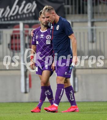 Fussball. 2. Liga. SK Austria Klagenfurt gegen Wacker Innsbruck.  Okan Aydin,, Benjamin Hadzic (Klagenfurt). Klagenfurt, am 31.7.2020.
Foto: Kuess
www.qspictures.net
---
pressefotos, pressefotografie, kuess, qs, qspictures, sport, bild, bilder, bilddatenbank