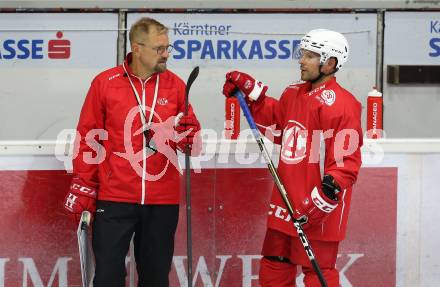 Eishockey Bundesliga. Training KAC. Trainer Petri Matikainen, Thomas Koch. Klagenfurt, am 3.8.2020.
Foto: Kuess
---
pressefotos, pressefotografie, kuess, qs, qspictures, sport, bild, bilder, bilddatenbank