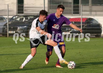 Fussball. Unterliga Ost. Austria Klagenfurt Amateure gegen ASK Klagenfurt. Ambrozije Soldo,  (Austria Klagenfurt Amat.), Philipp Matthias Gaggl  (ASK Klagenfurt). Klagenfurt, 9.8.2020.
Foto: Kuess
---
pressefotos, pressefotografie, kuess, qs, qspictures, sport, bild, bilder, bilddatenbank