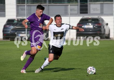 Fussball. Unterliga Ost. Austria Klagenfurt Amateure gegen ASK Klagenfurt. Denis Sinanovic,  (Austria Klagenfurt Amat.),  Almedin Hota (ASK Klagenfurt). Klagenfurt, 9.8.2020.
Foto: Kuess
---
pressefotos, pressefotografie, kuess, qs, qspictures, sport, bild, bilder, bilddatenbank