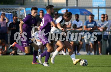 Fussball. Unterliga Ost. Austria Klagenfurt Amateure gegen ASK Klagenfurt. Aleksandar Dokic, (Austria Klagenfurt Amat.),  Lukas Lausegger  (ASK Klagenfurt). Klagenfurt, 9.8.2020.
Foto: Kuess
---
pressefotos, pressefotografie, kuess, qs, qspictures, sport, bild, bilder, bilddatenbank