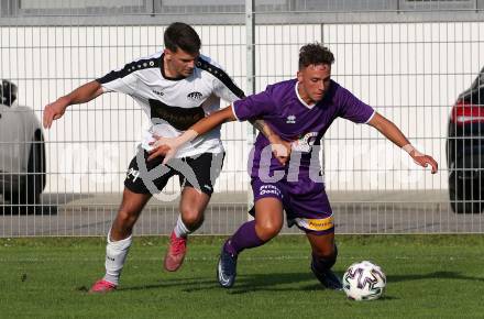 Fussball. Unterliga Ost. Austria Klagenfurt Amateure gegen ASK Klagenfurt. Fabio Markelic,  (Austria Klagenfurt Amat.), Matic Ahacic  (ASK Klagenfurt). Klagenfurt, 9.8.2020.
Foto: Kuess
---
pressefotos, pressefotografie, kuess, qs, qspictures, sport, bild, bilder, bilddatenbank