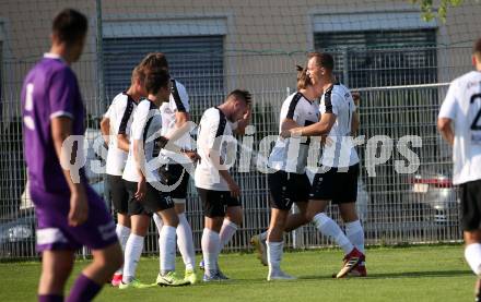 Fussball. Unterliga Ost. Austria Klagenfurt Amateure gegen ASK Klagenfurt. Torjubel Pascal Fabian Lorenz, Niko Maric, Markus Pavic, , Kristjan Draksler, Lukas Lausegger, Mateo Grubor (ASK Klagenfurt). Klagenfurt, 9.8.2020.
Foto: Kuess
---
pressefotos, pressefotografie, kuess, qs, qspictures, sport, bild, bilder, bilddatenbank