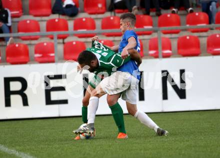 Fussball. Unterliga West. Matrei gegen Lienz.  Benedikt Wibmer (Matrei),  Sven Lovric (Lienz). Matrei, 15.8.2020.
Foto: Kuess
---
pressefotos, pressefotografie, kuess, qs, qspictures, sport, bild, bilder, bilddatenbank