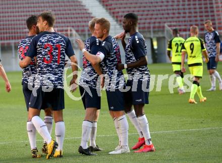 Fussball Testspiel. SK Austria Klagenfurt gegen SC Paderborn 07.  Torjubel Markus Pink, Christopher Cvetko, Oliver Markoutz, Torsten Mahrer, Markus Rusek (Klagenfurt). Klagenfurt, am 19.8.2020.
Foto: Kuess
www.qspictures.net
---
pressefotos, pressefotografie, kuess, qs, qspictures, sport, bild, bilder, bilddatenbank