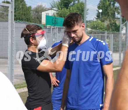 Fussball. 2. Liga. SK Austria Klagenfurt.  Training.  Haselsberger Kevin, Phillip Menzel. Klagenfurt, am 17.8.2020.
Foto: Kuess
www.qspictures.net
---
pressefotos, pressefotografie, kuess, qs, qspictures, sport, bild, bilder, bilddatenbank