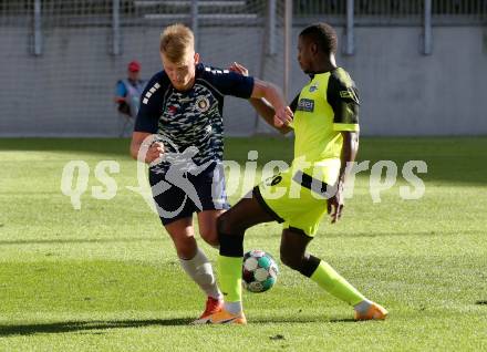 Fussball Testspiel. SK Austria Klagenfurt gegen SC Paderborn 07.  Florian Freissegger,  (Klagenfurt),  Jamilu Collins (Paderborn). Klagenfurt, am 19.8.2020.
Foto: Kuess
www.qspictures.net
---
pressefotos, pressefotografie, kuess, qs, qspictures, sport, bild, bilder, bilddatenbank