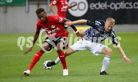 Fussball OEFB Cup. SK Austria KLagenfurt gegen Stadl-Paura. Christopher CVetko,  (Klagenfurt), Celestine Chukwuebuka Lazarus (Stadl-Paura). KLagenfurt, am 28.8.2020.
Foto: Kuess
---
pressefotos, pressefotografie, kuess, qs, qspictures, sport, bild, bilder, bilddatenbank