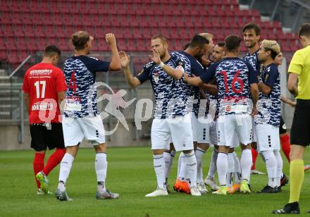 Fussball OEFB Cup. SK Austria KLagenfurt gegen Stadl-Paura. Torjubel Okan Aydin, Christopher Cvetko, Maximiliano Moreira, Patrick Greil, Markus Rusek, Oliver Markoutzm Torsten Mahrer (Klagenfurt). KLagenfurt, am 28.8.2020.
Foto: Kuess
---
pressefotos, pressefotografie, kuess, qs, qspictures, sport, bild, bilder, bilddatenbank