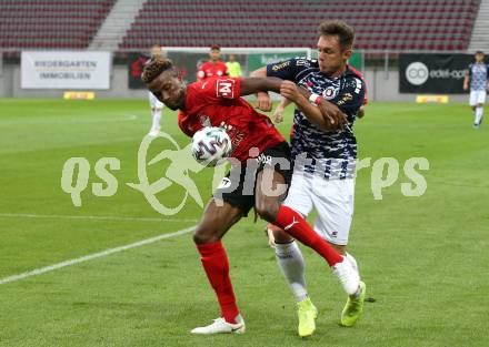 Fussball OEFB Cup. SK Austria KLagenfurt gegen Stadl-Paura. Oliver Markoutz, (Klagenfurt), Celestine Chukwuebuka Lazarus  (Stadl-Paura). KLagenfurt, am 28.8.2020.
Foto: Kuess
---
pressefotos, pressefotografie, kuess, qs, qspictures, sport, bild, bilder, bilddatenbank