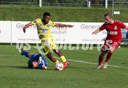 Fussball OEFB Cup. ATSV Wolfsberg gegen St. Poelten.  Max Friesacher, Hubert Kothmaier,  (Wolfsberg), George Davies  (St. Poelten). Wolfsberg, am 29.8.2020.
Foto: Kuess
---
pressefotos, pressefotografie, kuess, qs, qspictures, sport, bild, bilder, bilddatenbank