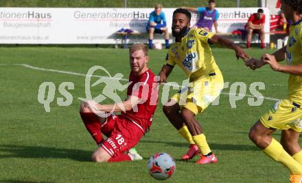 Fussball OEFB Cup. ATSV Wolfsberg gegen St. Poelten. Marco Michael Penz,   (Wolfsberg),  George Davies (St. Poelten). Wolfsberg, am 29.8.2020.
Foto: Kuess
---
pressefotos, pressefotografie, kuess, qs, qspictures, sport, bild, bilder, bilddatenbank