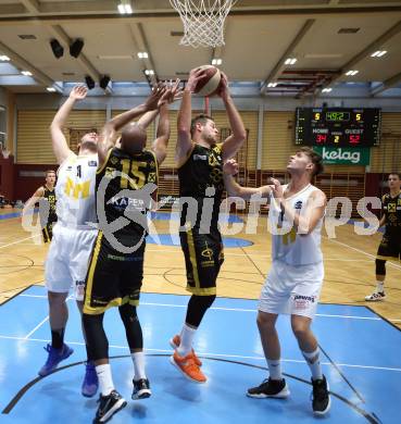 Basketball Austria Cup. Woerthersee Piraten gegen Fuerstenfeld Panthers.  Andreas Nuck, Alexander Pirker (Piraten), David A. O. Akibo, Marko Vranjkovic (Fuerstenfeld). Klagenfurt, am 20.9.2020.
Foto: Kuess
www.qspictures.net

---
pressefotos, pressefotografie, kuess, qs, qspictures, sport, bild, bilder, bilddatenbank