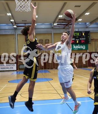 Basketball Austria Cup. Woerthersee Piraten gegen Fuerstenfeld Panthers.  Martin Bajc (Piraten),  Lukas Hahn (Fuerstenfeld). Klagenfurt, am 20.9.2020.
Foto: Kuess
www.qspictures.net

---
pressefotos, pressefotografie, kuess, qs, qspictures, sport, bild, bilder, bilddatenbank