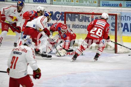 EBEL. Eishockey Bundesliga. KAC gegen	EC Red Bull Salzburg. Steven Strong, Sebastian Dahm (KAC), Paul Huber (Salzburg). Klagenfurt, am 22.11.2020.
Foto: Kuess
www.qspictures.net

---
pressefotos, pressefotografie, kuess, qs, qspictures, sport, bild, bilder, bilddatenbank