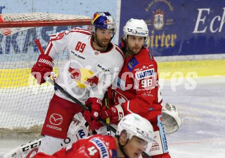 EBEL. Eishockey Bundesliga. KAC gegen	EC Red Bull Salzburg. Daniel Obersteiner,  (KAC), Florian Baltram (Salzburg). Klagenfurt, am 22.11.2020.
Foto: Kuess
www.qspictures.net

---
pressefotos, pressefotografie, kuess, qs, qspictures, sport, bild, bilder, bilddatenbank