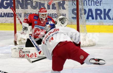 EBEL. Eishockey Bundesliga. KAC gegen	EC Red Bull Salzburg. Sebastian Dahm,  (KAC), Alexander Rauchenwald (Salzburg). Klagenfurt, am 22.11.2020.
Foto: Kuess
www.qspictures.net

---
pressefotos, pressefotografie, kuess, qs, qspictures, sport, bild, bilder, bilddatenbank