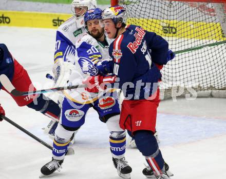 EBEL. Eishockey Bundesliga. VSV gegen EC Red Bull Salzburg. Nico Brunner,  (VSV), Justin Schuetz  (Salzburg). Villach, am 25.11.2020.
Foto: Kuess
www.qspictures.net
---
pressefotos, pressefotografie, kuess, qs, qspictures, sport, bild, bilder, bilddatenbank