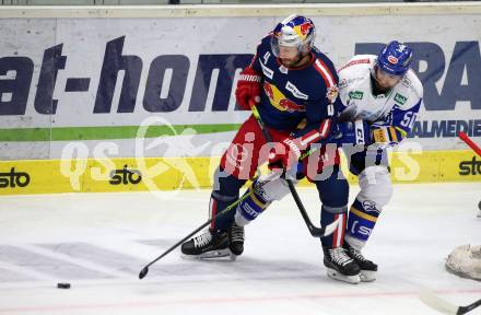 EBEL. Eishockey Bundesliga. VSV gegen EC Red Bull Salzburg. Frederik Allard,   (VSV), Taylor Chorney (Salzburg). Villach, am 25.11.2020.
Foto: Kuess
www.qspictures.net
---
pressefotos, pressefotografie, kuess, qs, qspictures, sport, bild, bilder, bilddatenbank