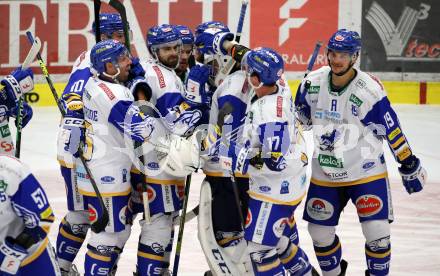 EBEL. Eishockey Bundesliga. VSV gegen EC Red Bull Salzburg.  Jubel  (VSV). Villach, am 25.11.2020.
Foto: Kuess
www.qspictures.net
---
pressefotos, pressefotografie, kuess, qs, qspictures, sport, bild, bilder, bilddatenbank