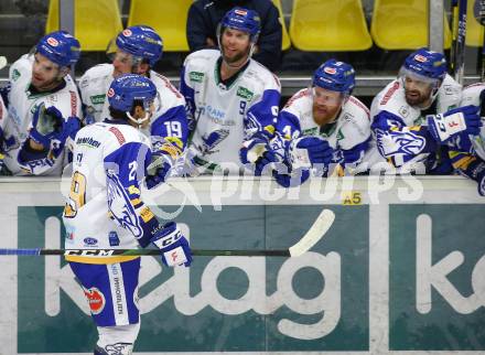 EBEL. Eishockey Bundesliga. VSV gegen EC Red Bull Salzburg.  Torjubel Sahir Gill, (VSV). Villach, am 25.11.2020.
Foto: Kuess
www.qspictures.net
---
pressefotos, pressefotografie, kuess, qs, qspictures, sport, bild, bilder, bilddatenbank