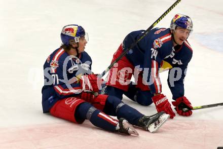 EBEL. Eishockey Bundesliga. VSV gegen EC Red Bull Salzburg.  Aljaz Predan, Nico Feldner  (Salzburg). Villach, am 25.11.2020.
Foto: Kuess
www.qspictures.net
---
pressefotos, pressefotografie, kuess, qs, qspictures, sport, bild, bilder, bilddatenbank