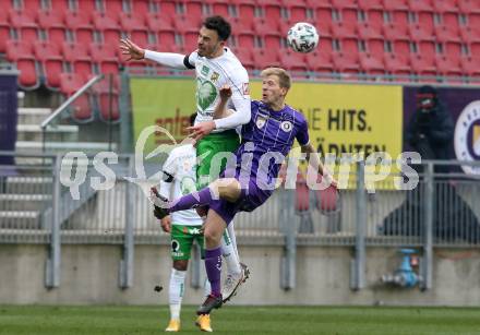 Fussball 2. Liga. SK Austria Klagenfurt gegen  SC Austria Lustenau.  Christopher Brian Cvetko (Klagenfurt), Haris Tabakovic (Lustenau). Klagenfurt, am 29.11.2020.
Foto: Kuess
www.qspictures.net
---
pressefotos, pressefotografie, kuess, qs, qspictures, sport, bild, bilder, bilddatenbank