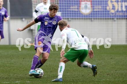 Fussball 2. Liga. SK Austria Klagenfurt gegen  SC Austria Lustenau.  Herbert Paul (Klagenfurt),  Fabian Gmeiner  (Lustenau). Klagenfurt, am 29.11.2020.
Foto: Kuess
www.qspictures.net
---
pressefotos, pressefotografie, kuess, qs, qspictures, sport, bild, bilder, bilddatenbank