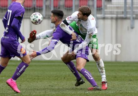 Fussball 2. Liga. SK Austria Klagenfurt gegen  SC Austria Lustenau.  Darijo Pecirep,  (Klagenfurt),  Christoph Freitag  (Lustenau). Klagenfurt, am 29.11.2020.
Foto: Kuess
www.qspictures.net
---
pressefotos, pressefotografie, kuess, qs, qspictures, sport, bild, bilder, bilddatenbank