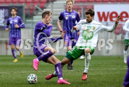 Fussball 2. Liga. SK Austria Klagenfurt gegen  SC Austria Lustenau.  Benjamin Hadzic, (Klagenfurt),  Christoph Freitag  (Lustenau). Klagenfurt, am 29.11.2020.
Foto: Kuess
www.qspictures.net
---
pressefotos, pressefotografie, kuess, qs, qspictures, sport, bild, bilder, bilddatenbank